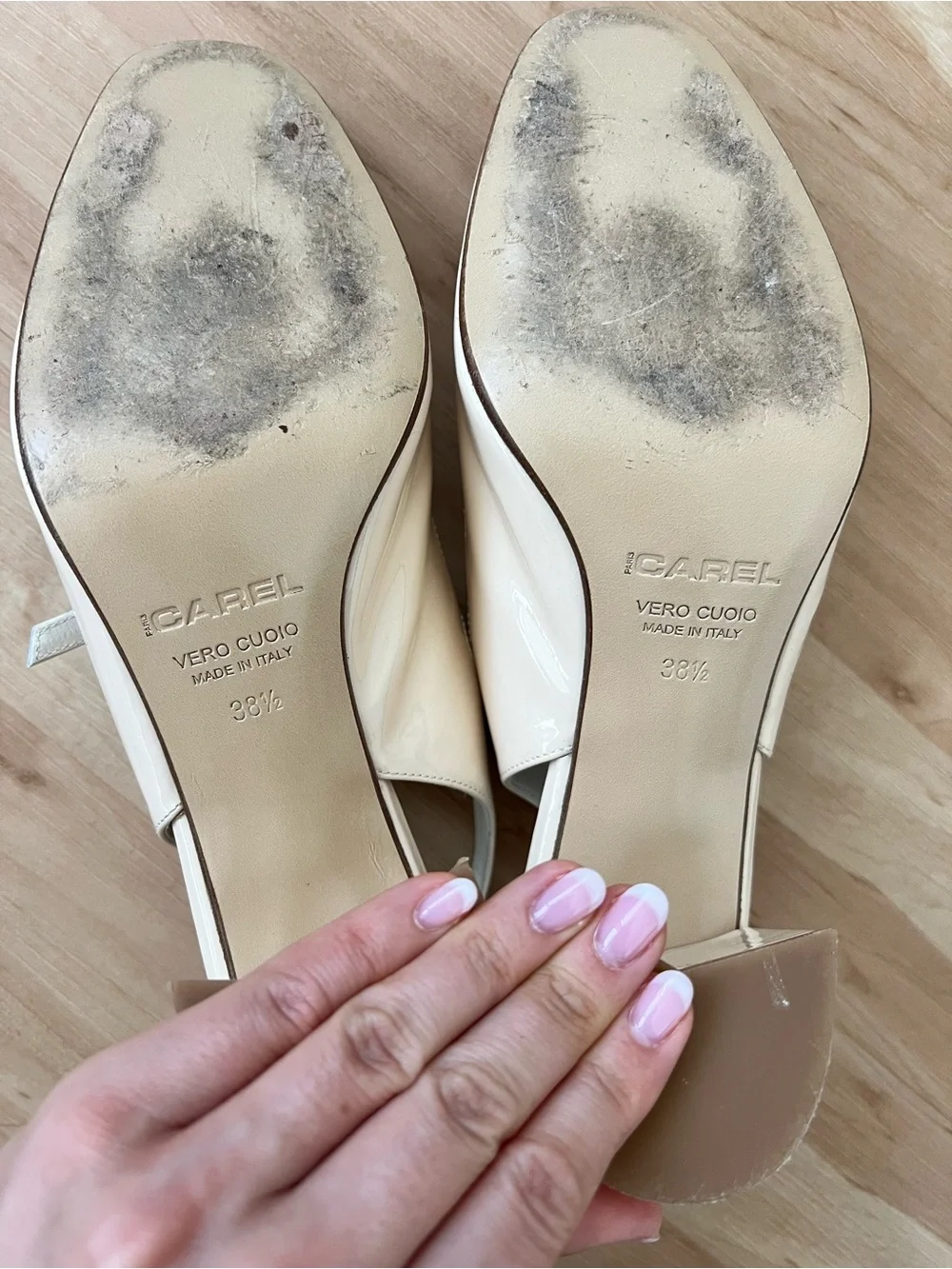 CAREL Paris Cream Patent Mary Jane Slingback Heels with Double Straps - Picture 4 of 5